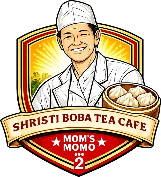 Mom's Momo 2 × Shristi Boba Tea Cafe logo